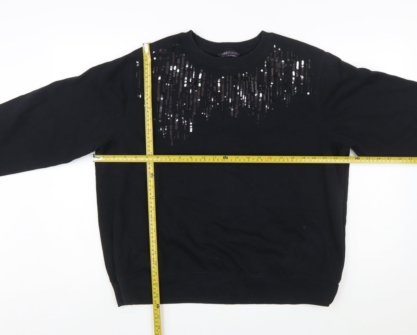 Marks and Spencer Women's Black Sequin Sweatshirt UK16