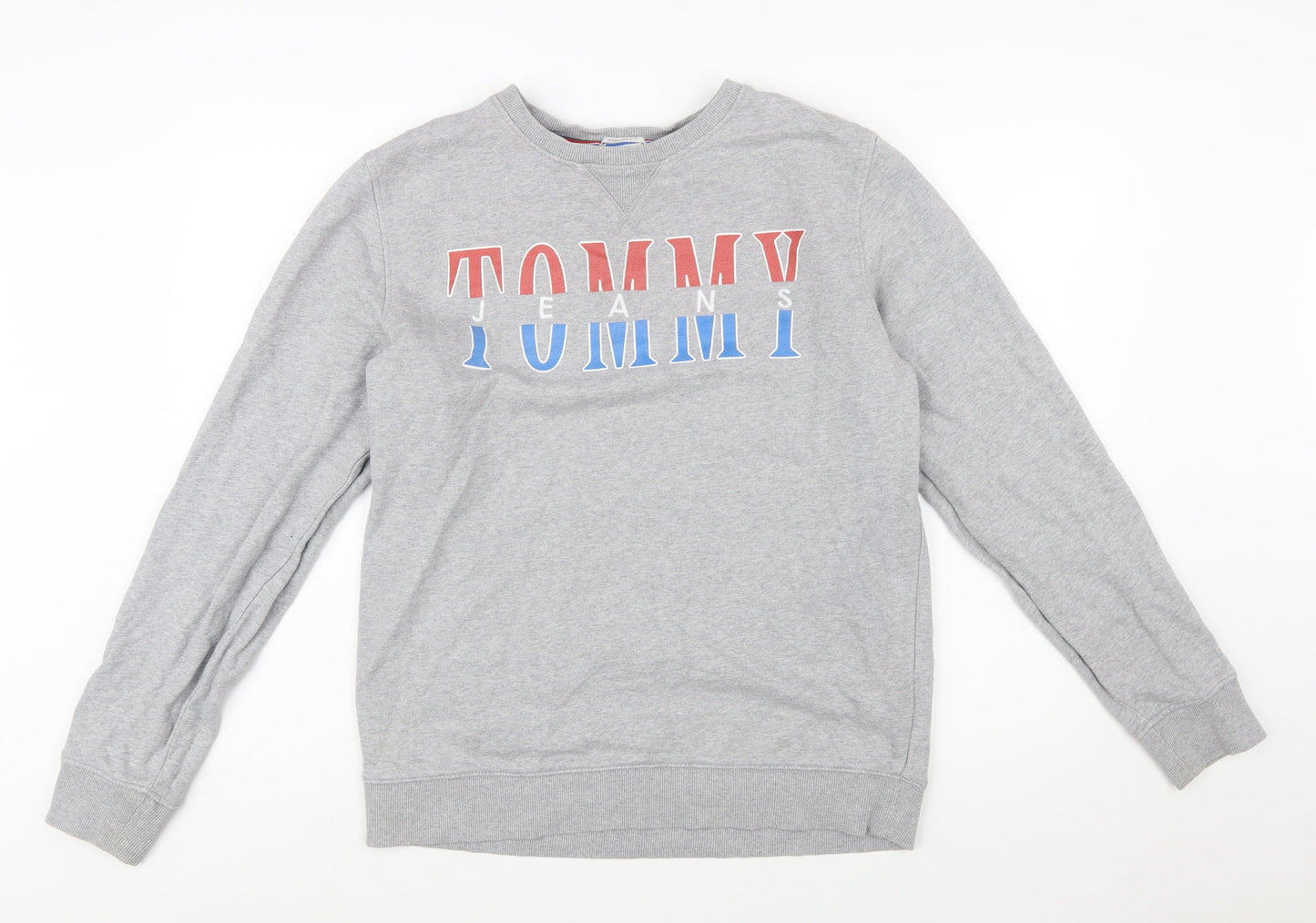 Tommy Jeans Men's Grey Logo Sweatshirt L Regular Fit Pullover