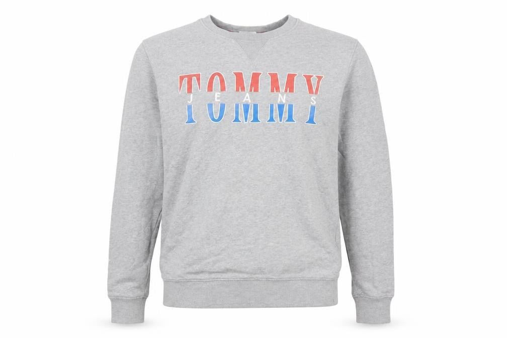 Tommy Jeans Men's Grey Logo Sweatshirt L Regular Fit Pullover