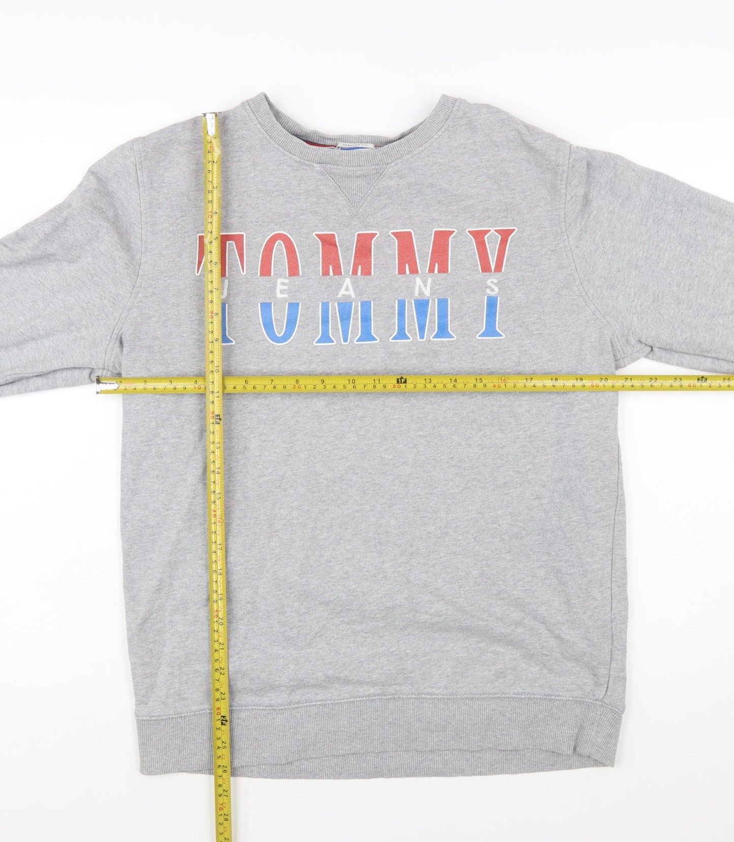 Tommy Jeans Men's Grey Logo Sweatshirt L Regular Fit Pullover