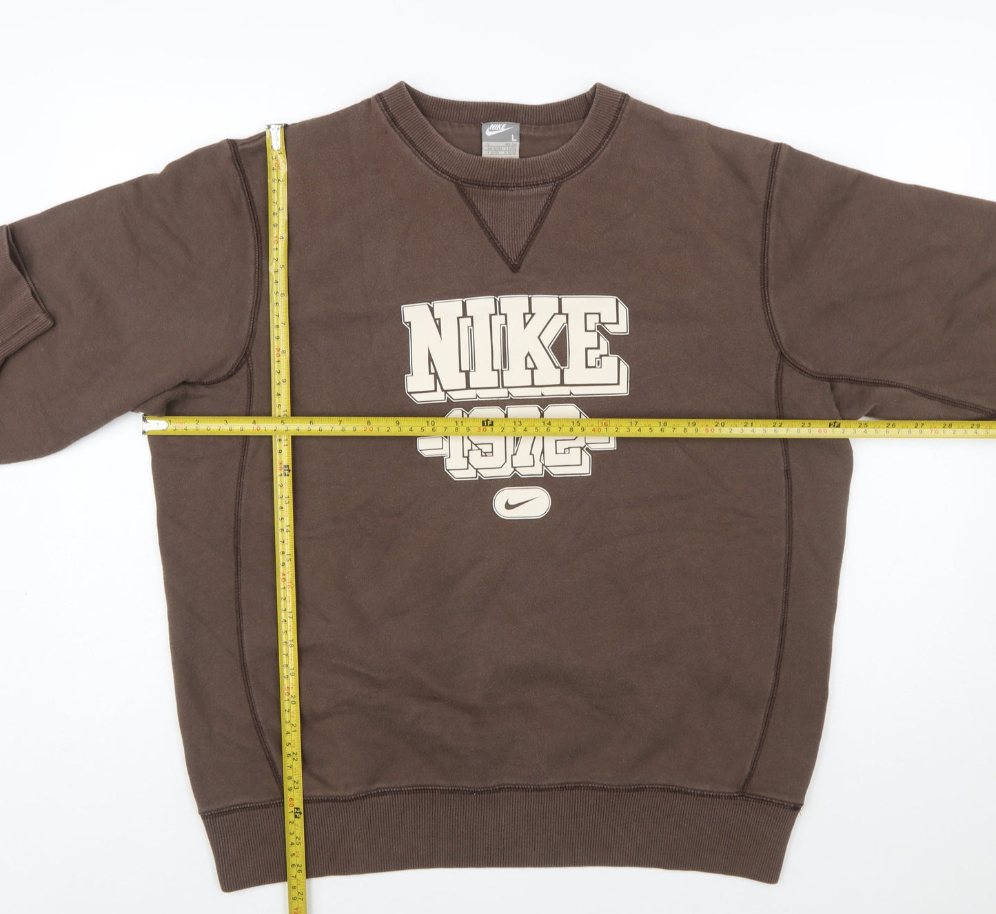 Nike Mens Brown Pullover Sweatshirt L Graphic Crew Neck Sportswear