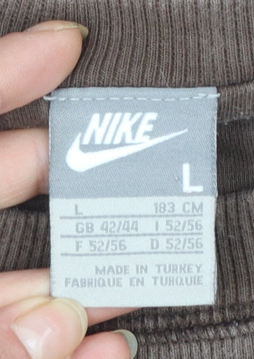 Nike Mens Brown Pullover Sweatshirt L Graphic Crew Neck Sportswear