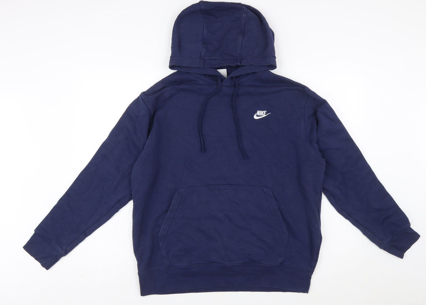 Nike Men's Blue Pullover Hoodie L Regular Fit Logo Fleece