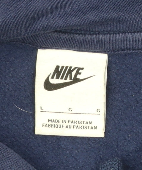 Nike Men's Blue Pullover Hoodie L Regular Fit Logo Fleece
