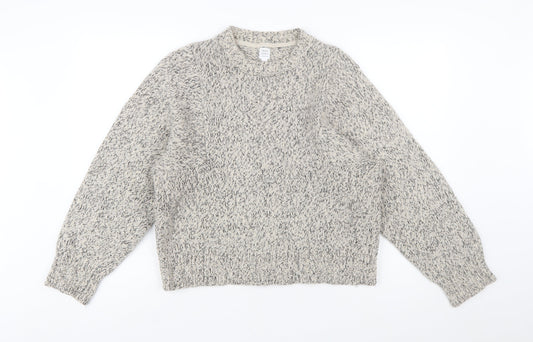John Lewis Women Grey Chunky Knit Wool Pullover Jumper Size 12