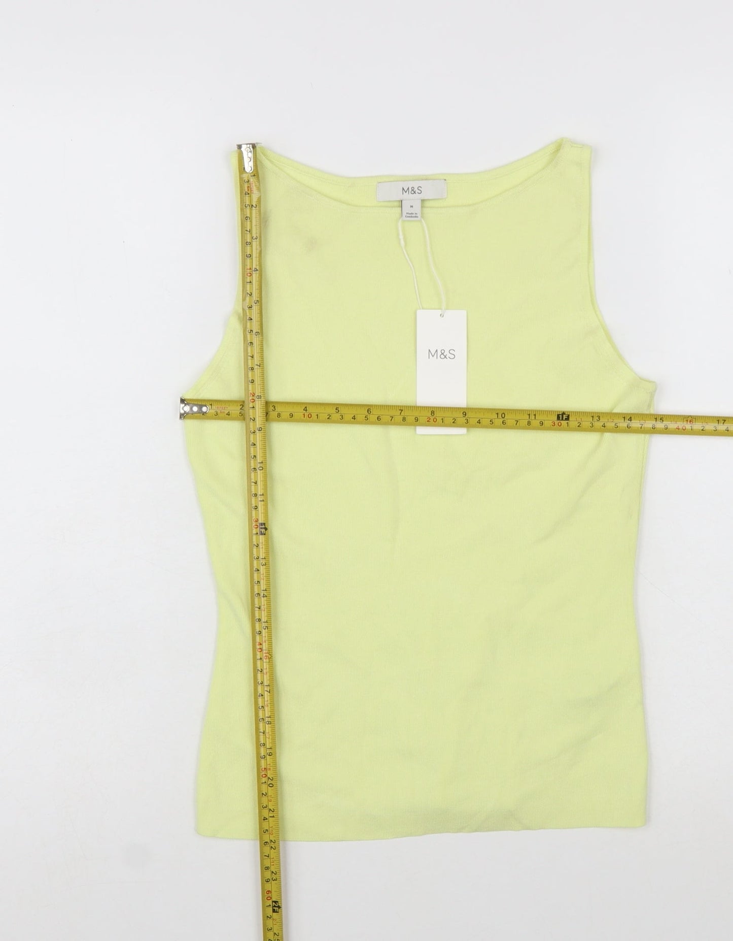 Marks and Spencer Women’s Yellow Tank Top Size M Basic Knit