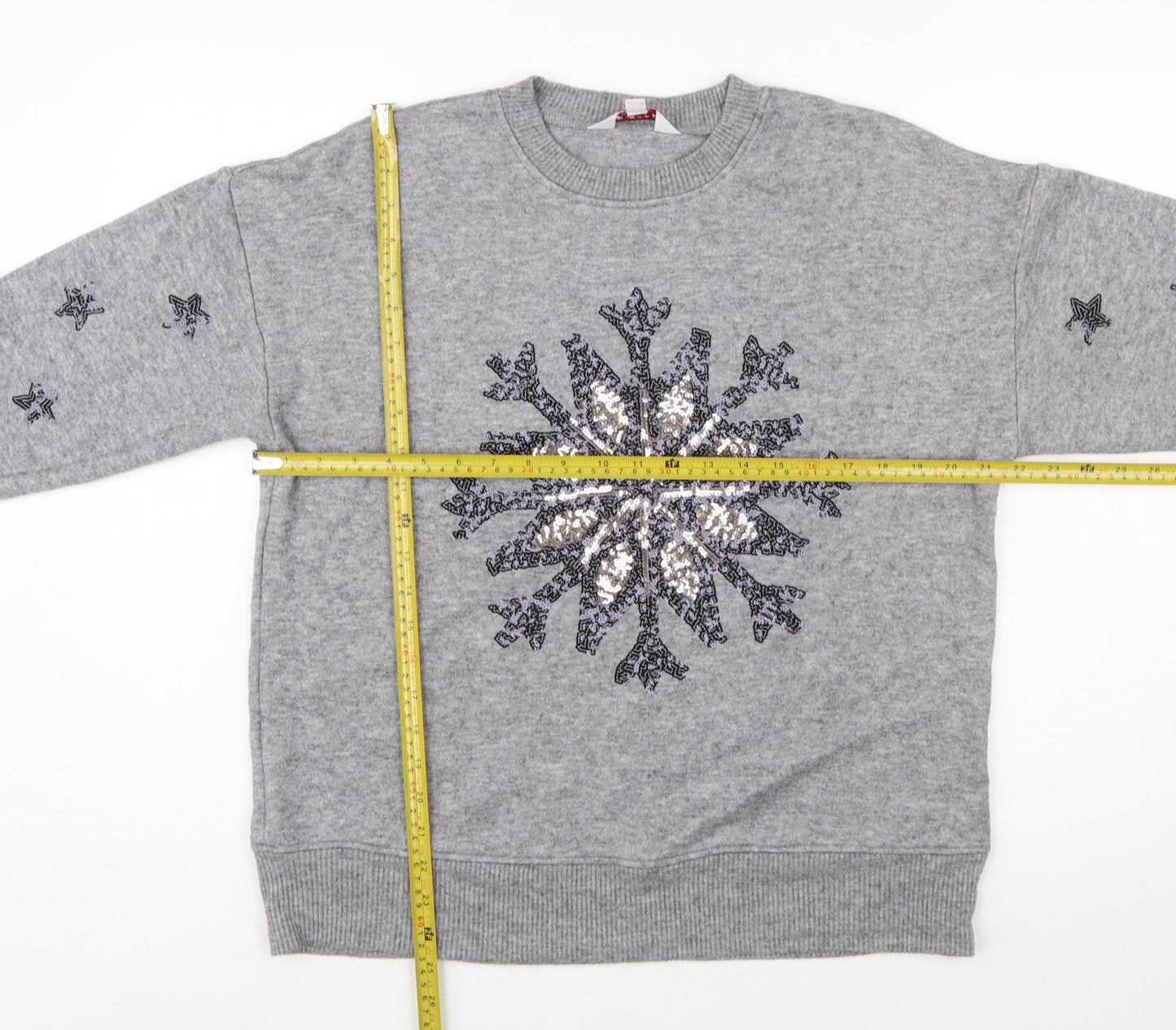 Next Women's Grey Sequin Snowflake Christmas Jumper Size L