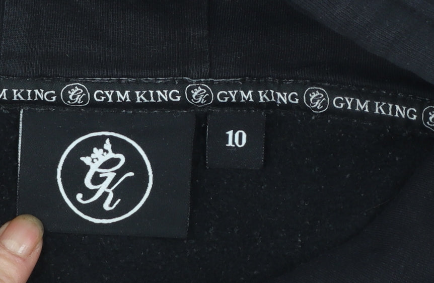 Gym King Womens Black Size 10 Pullover Hoodie with Logo Detail