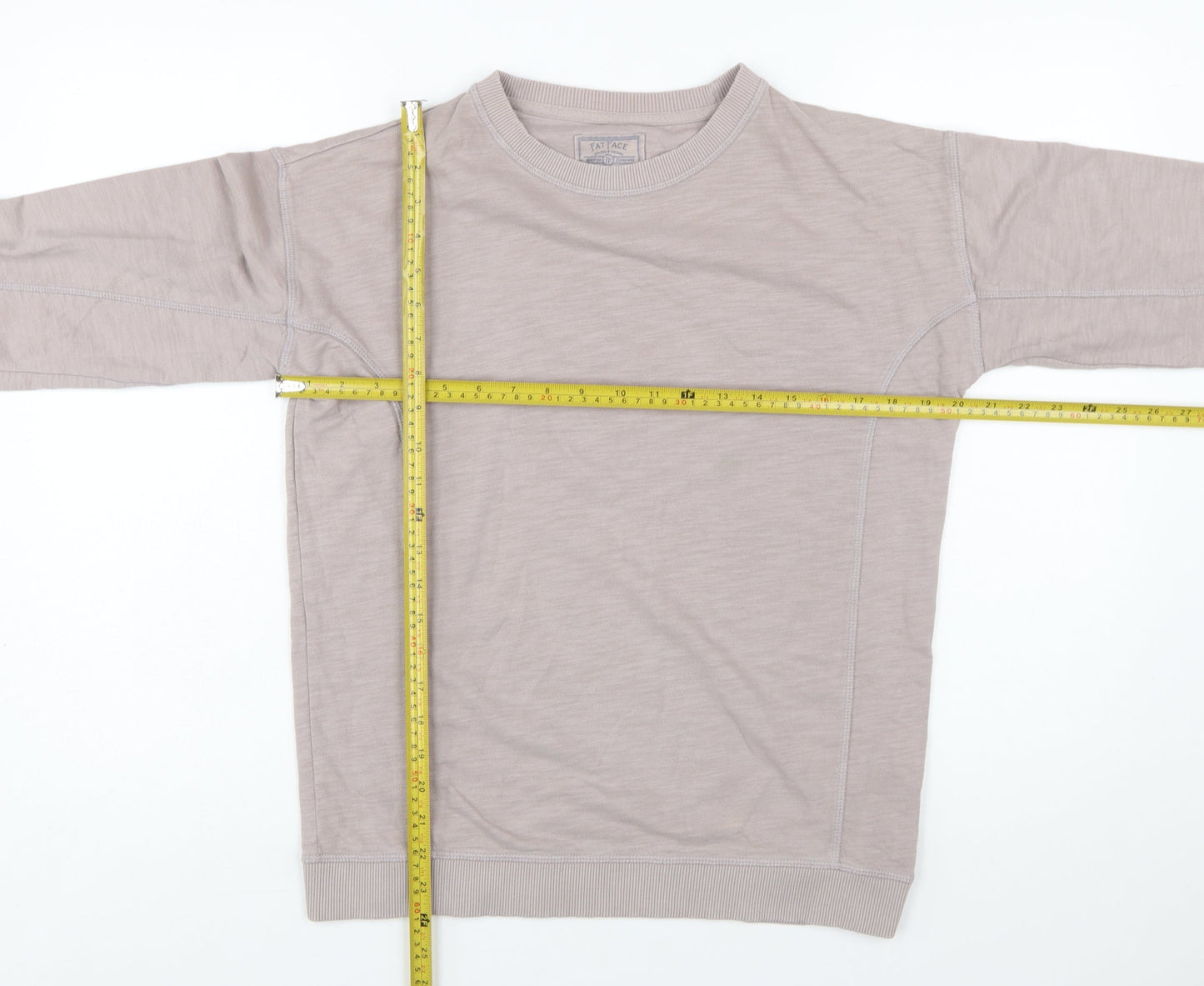 Fat Face Women Beige Small Pullover Sweatshirt Crew Neck Cotton