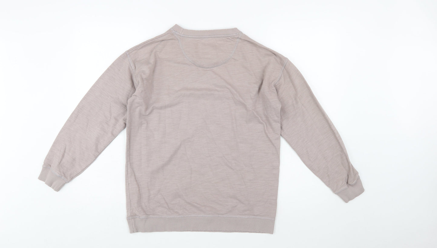 Fat Face Women Beige Small Pullover Sweatshirt Crew Neck Cotton
