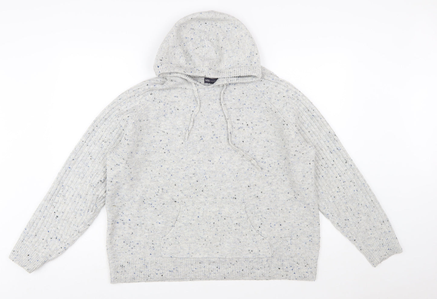 Marks and Spencer Women’s Grey Hooded Chunky Knit Pullover Jumper Size L