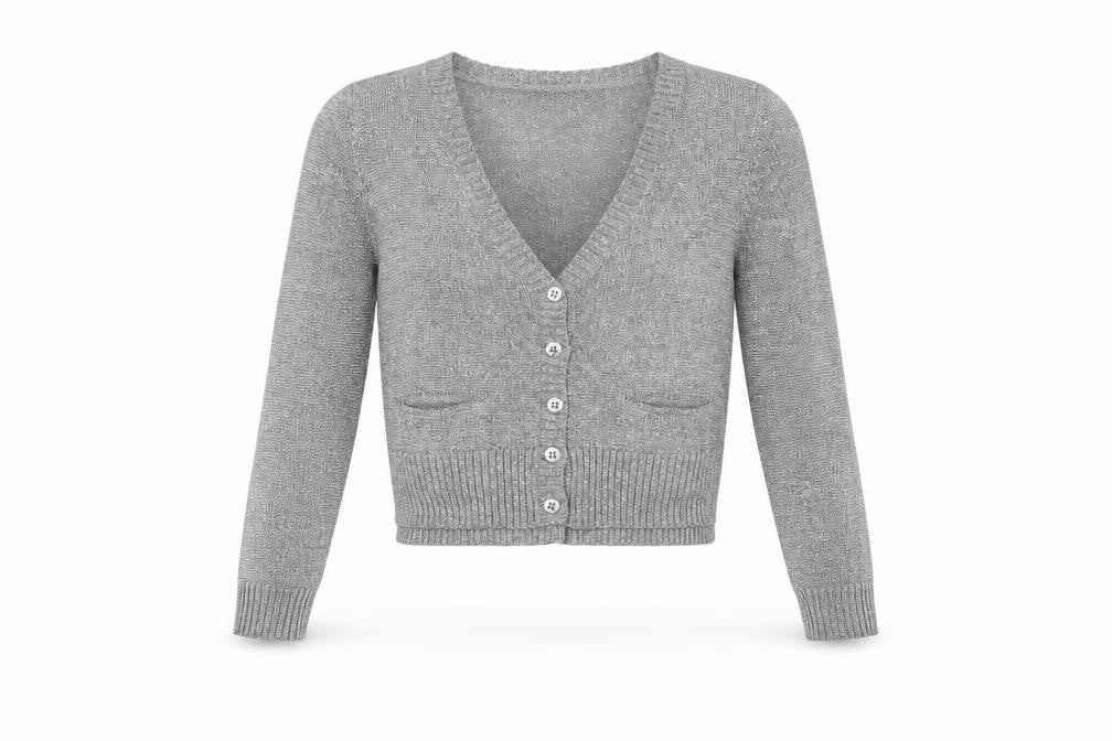 Whistles Women Silver Knit V-Neck Long Sleeve Cardigan Size 10