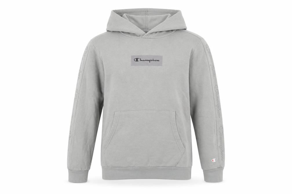 Champion Boys Grey Pullover Hoodie XL 13-14 Years Cotton Blend Logo Print