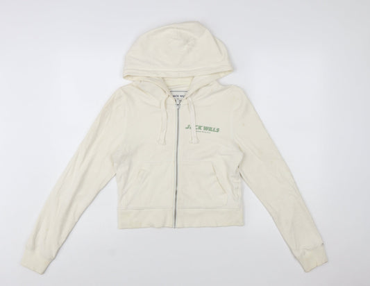 Jack Wills Womens Beige Full Zip Hoodie UK 10 Cotton Blend Casual
