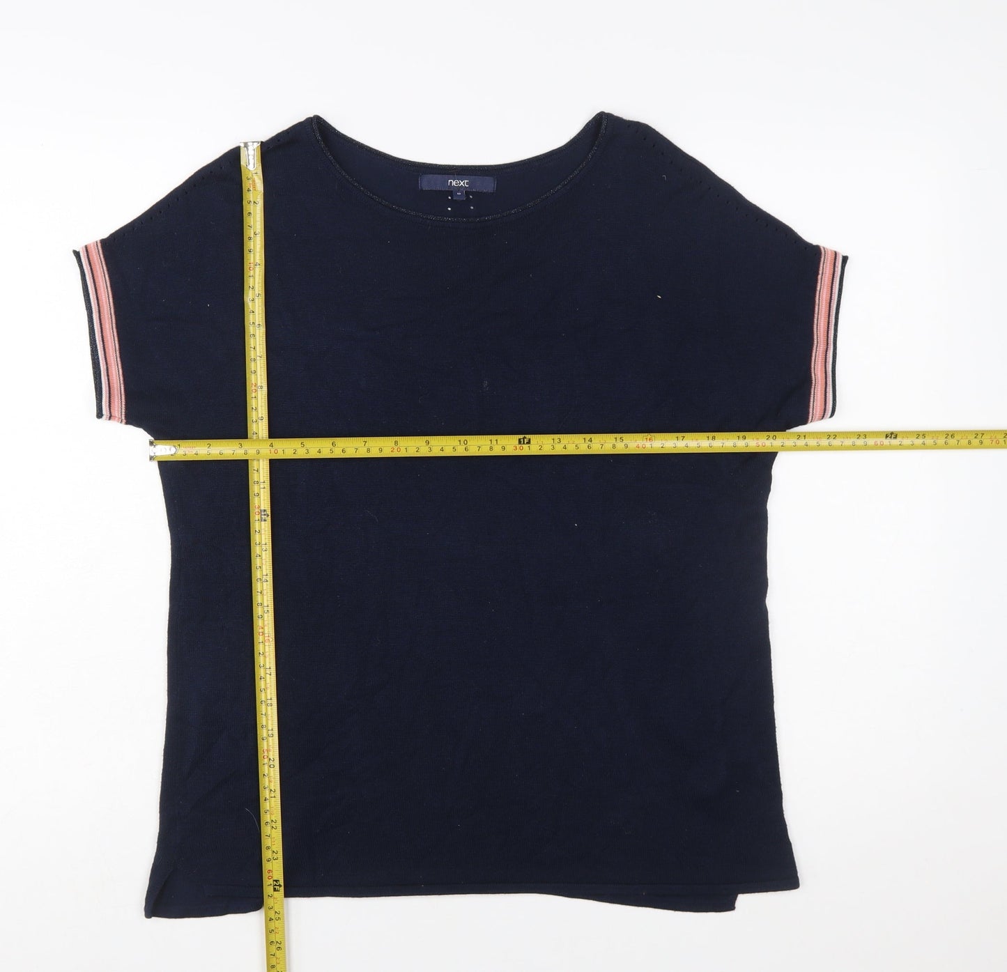Next Women Blue Short Sleeve Knit Pullover Jumper Size 12