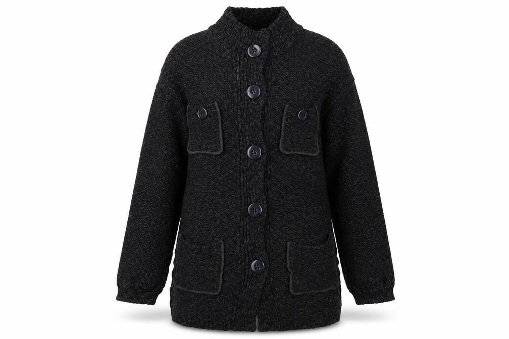 Next Women’s Black Wool Blend Chunky Knit Long Cardigan Size L