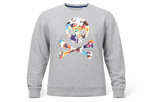 Robert Graham Womens Grey Skull Graphic Pullover Sweatshirt M