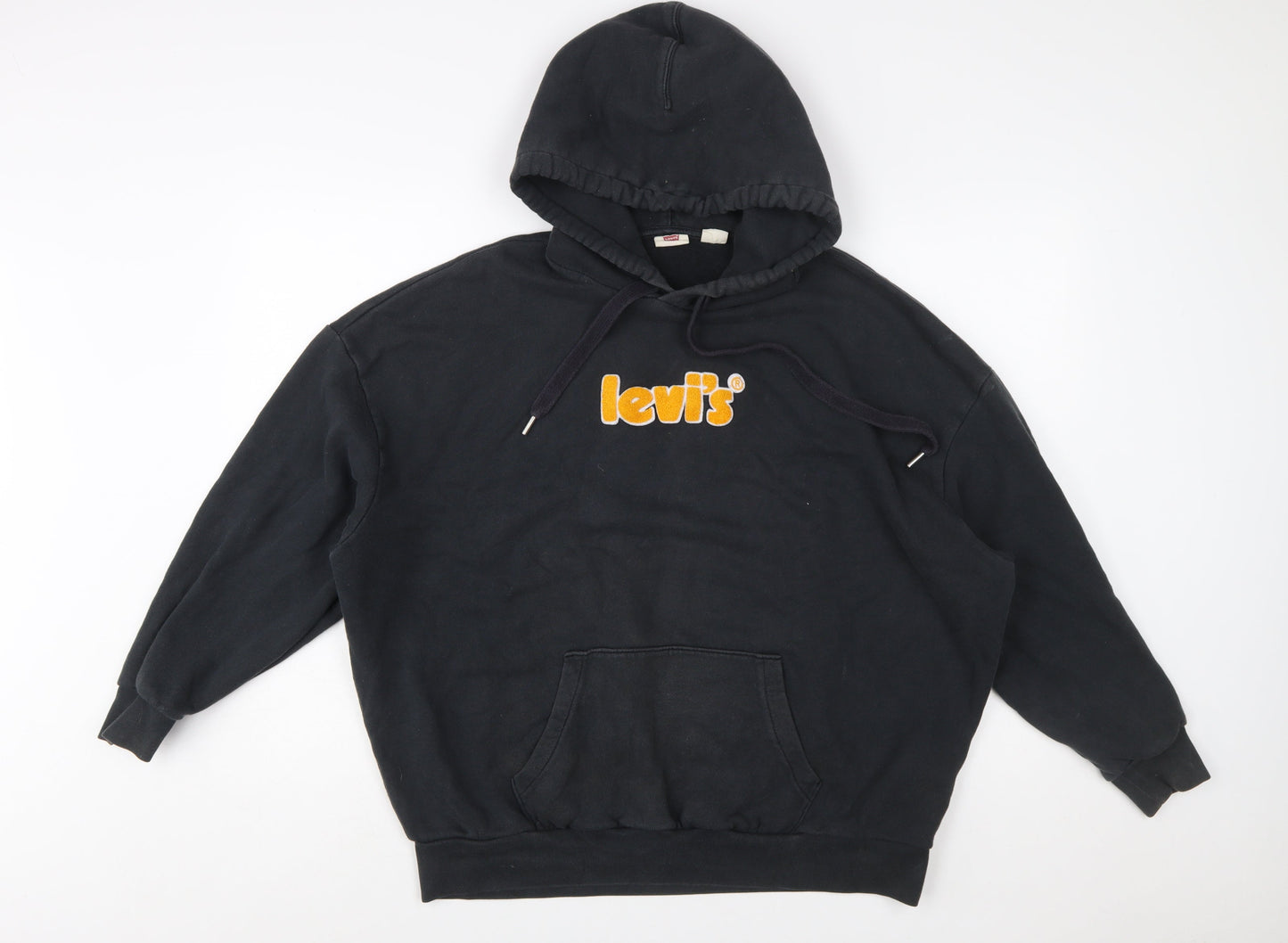 Levi's Womens Black Small Pullover Logo Hoodie Cotton Blend