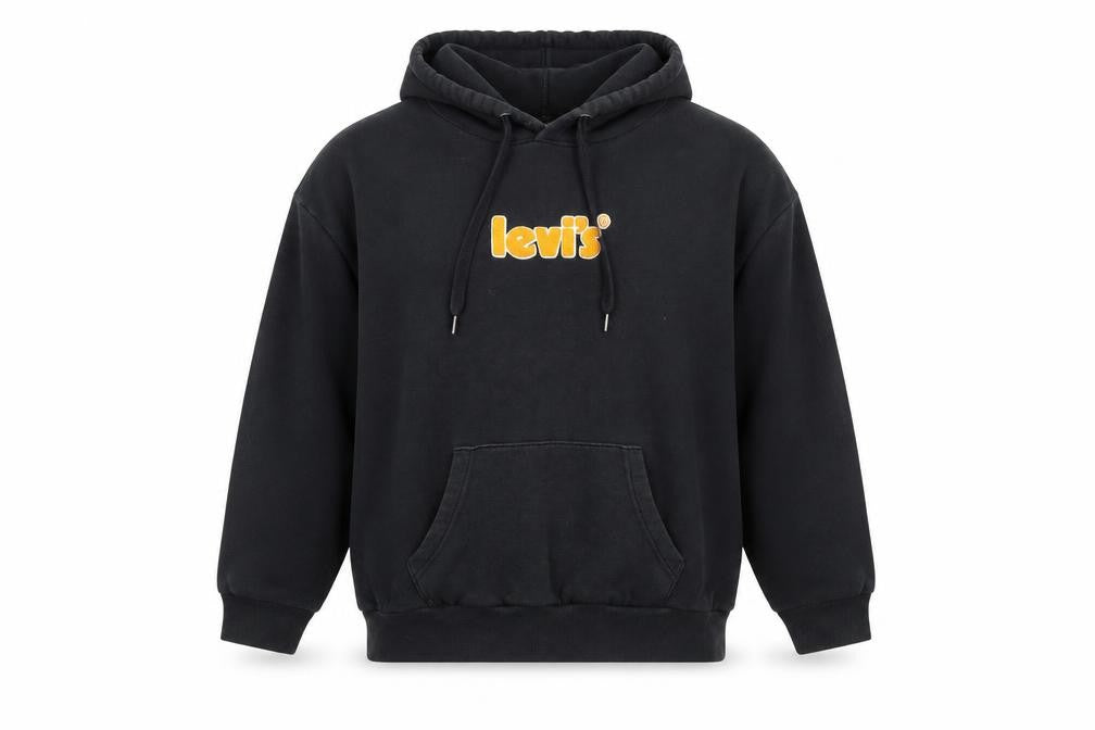 Levi's Womens Black Small Pullover Logo Hoodie Cotton Blend