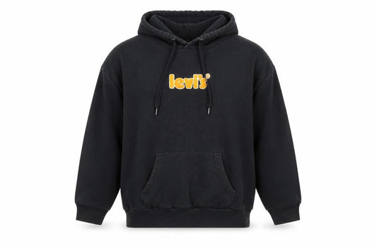 Levi's Womens Black Small Pullover Logo Hoodie Cotton Blend