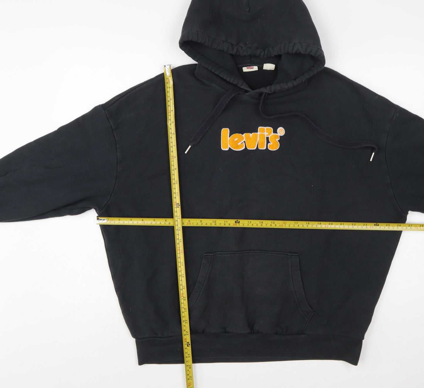 Levi's Womens Black Small Pullover Logo Hoodie Cotton Blend