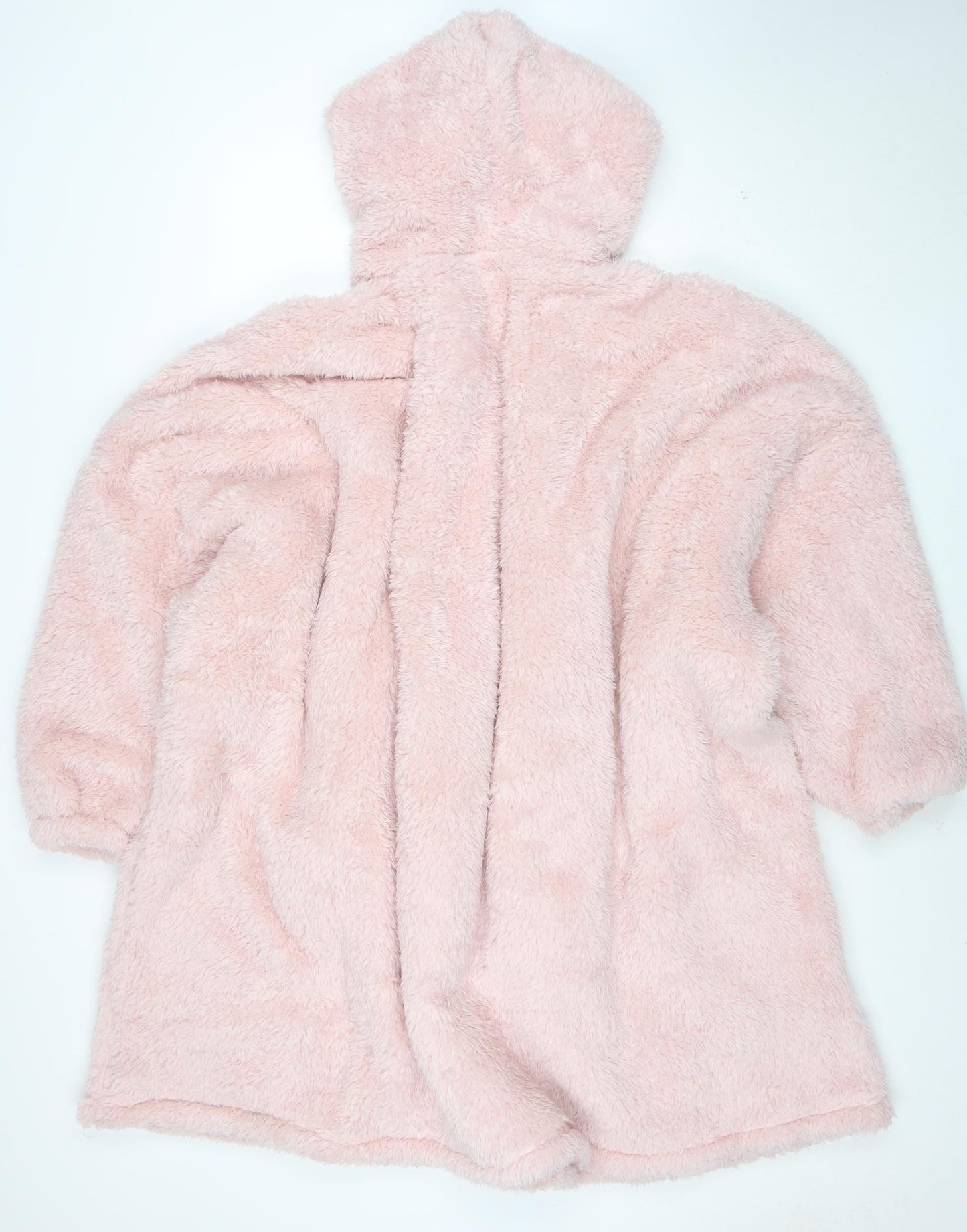Dunelm Women Pink Fleece Hooded Robe One Size Winter Loungewear