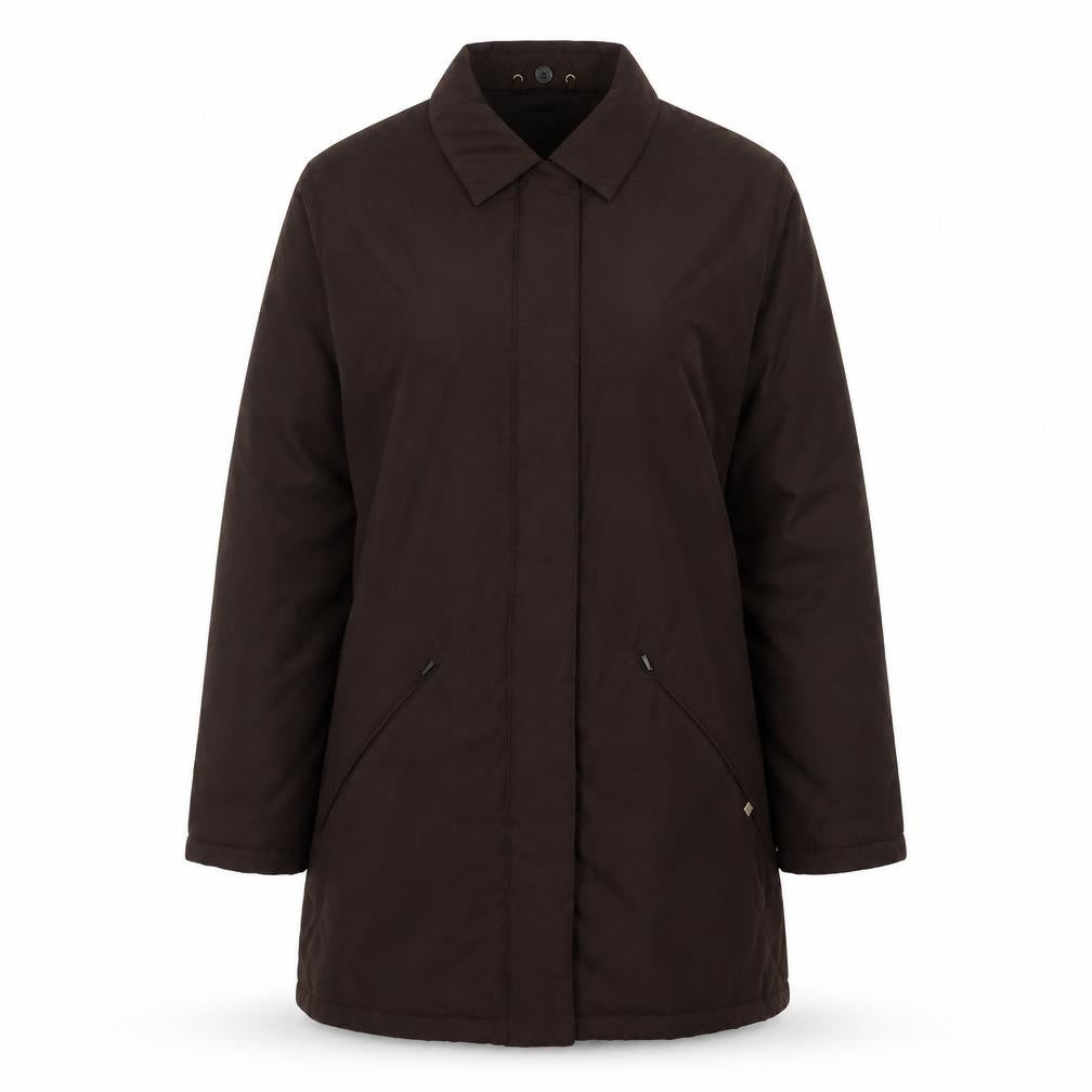 Viyella Women's Brown Quilted Mid-Length Coat Size M Polyester