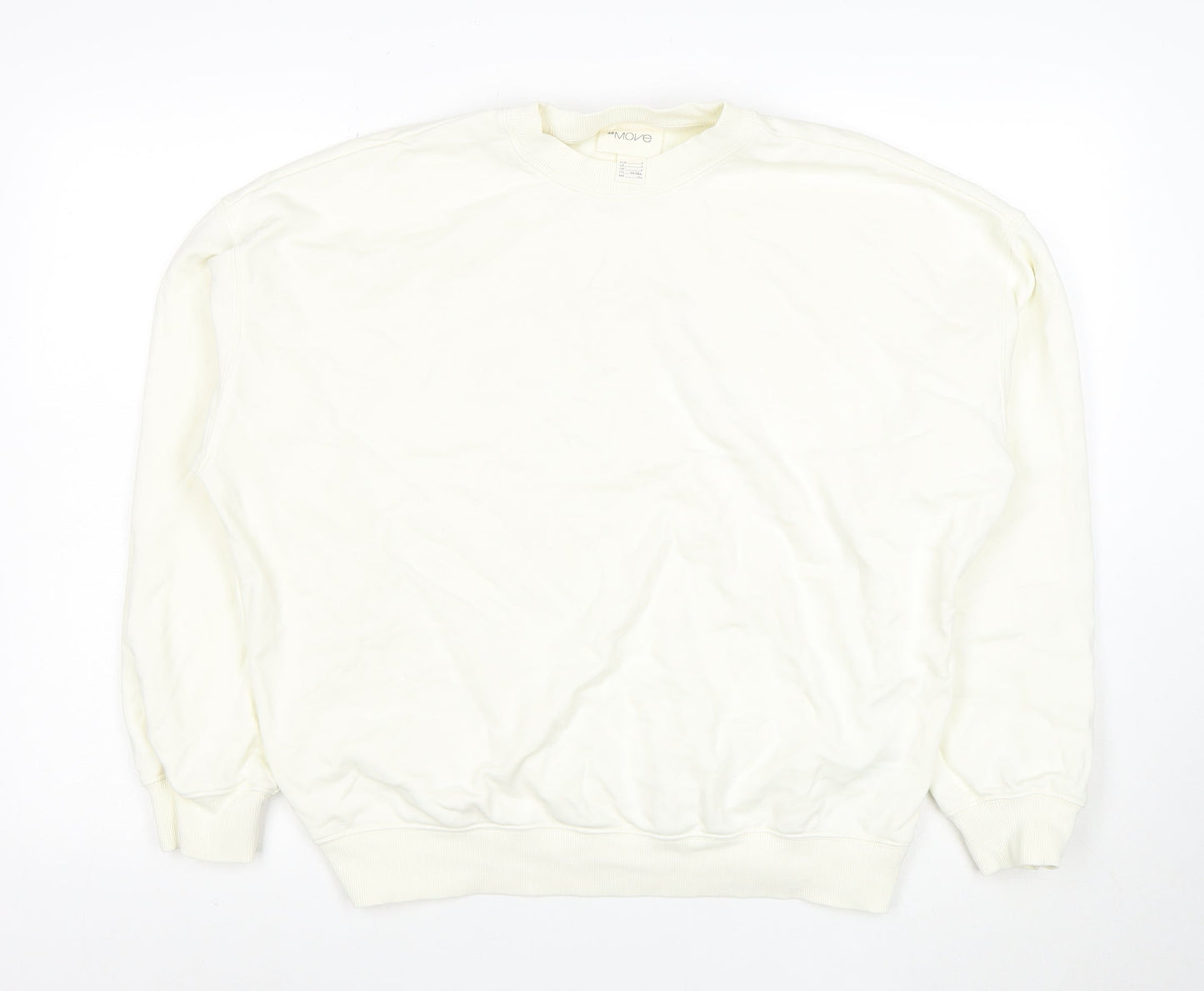 H&M Move Women Ivory Pullover Sweatshirt Small Cotton Blend Crew Neck