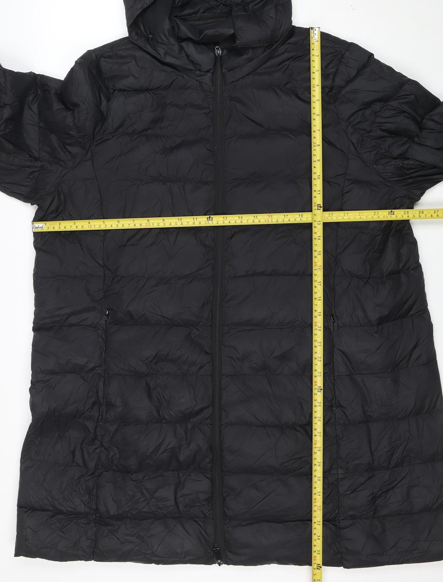 Marks and Spencer Womens Black Size 24 Puffer Jacket Hooded Mid-Length Coat