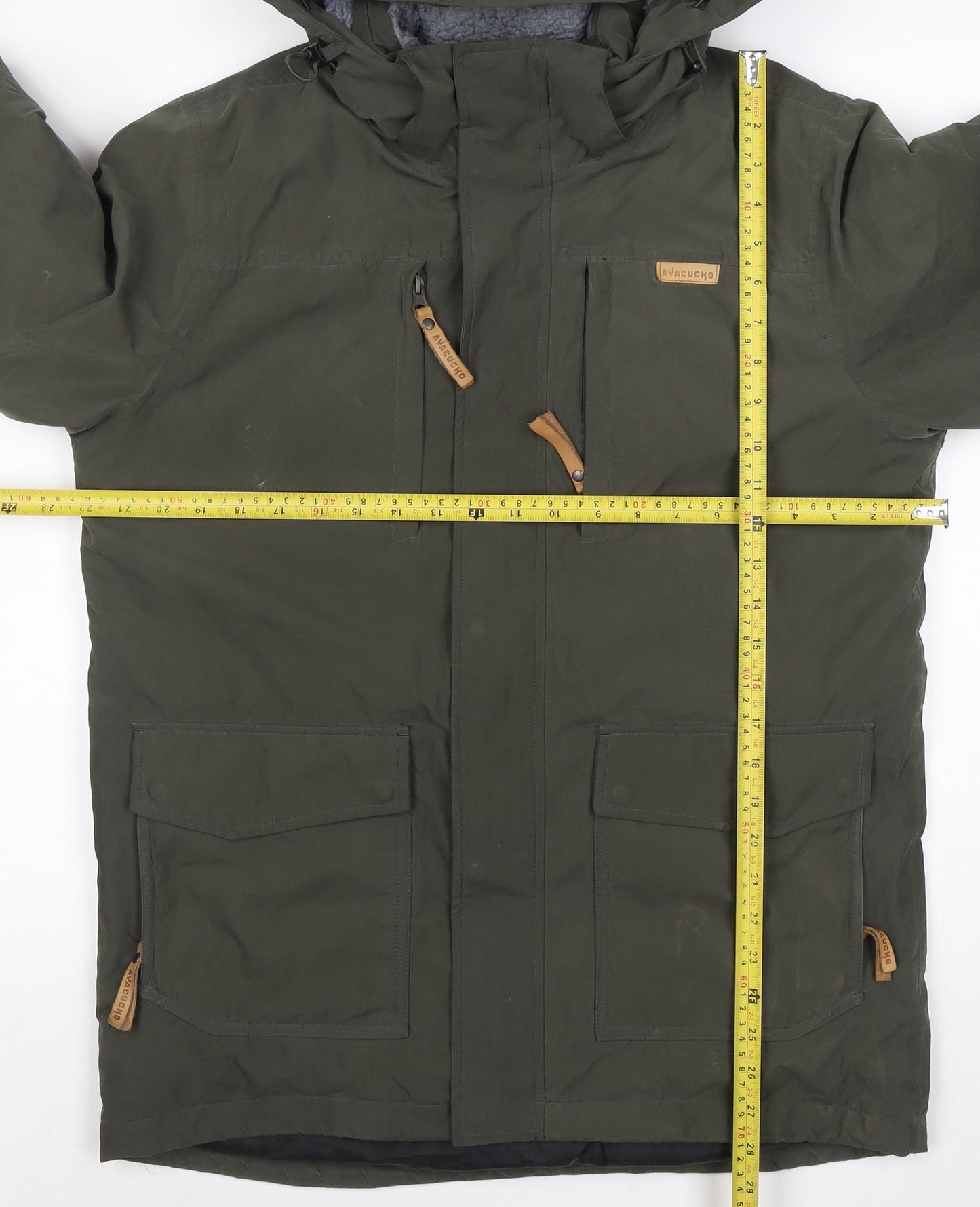 Ayacucho Mens Green S Hooded Waterproof Parka Jacket