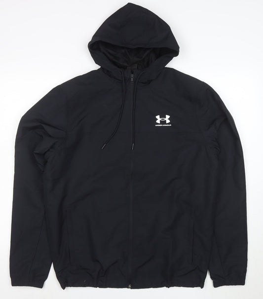 Under Armour Men's Black M Hooded Full Zip Sports Windbreaker Jacket