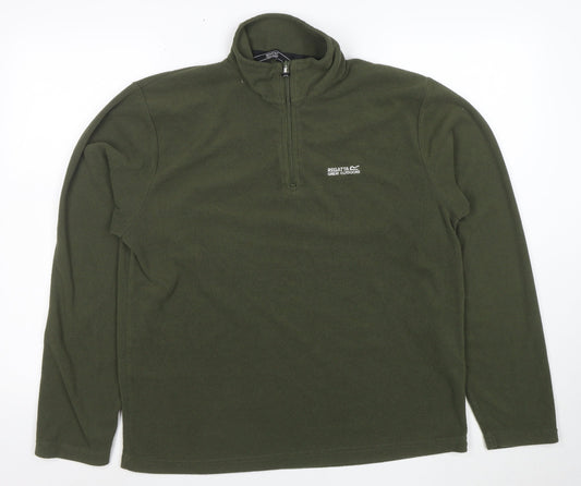 Regatta Mens Green Fleece 1/2 Zip Pullover Sweatshirt Size M