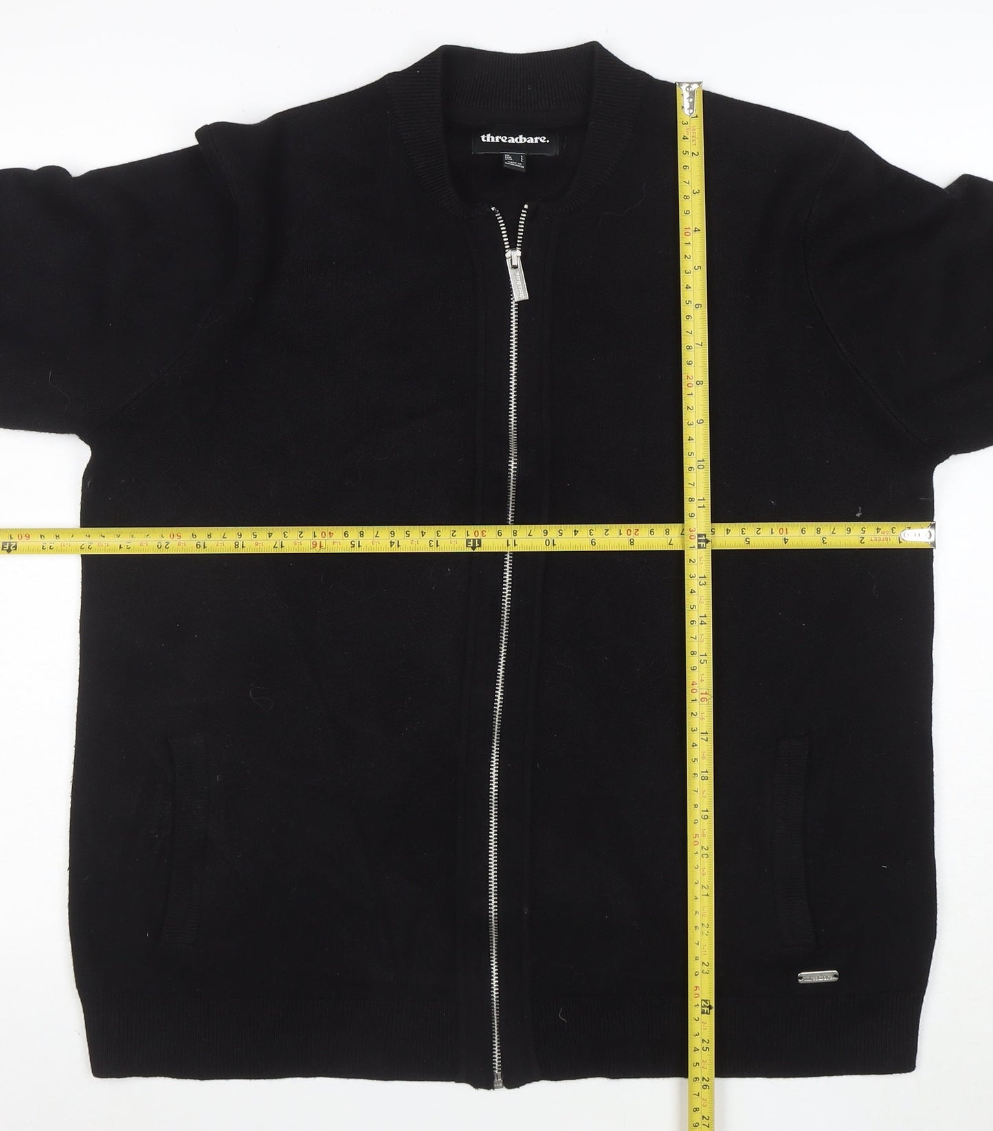 Threadbare Women Black Full Zip Sweatshirt L Cotton Blend Casual