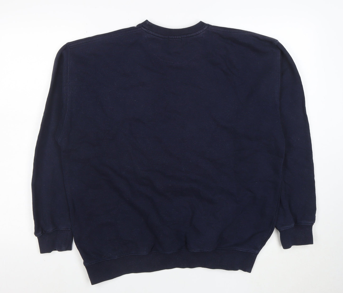 Jumpers Men Blue Cotton Nautical Embroidered Crew Neck Sweatshirt M