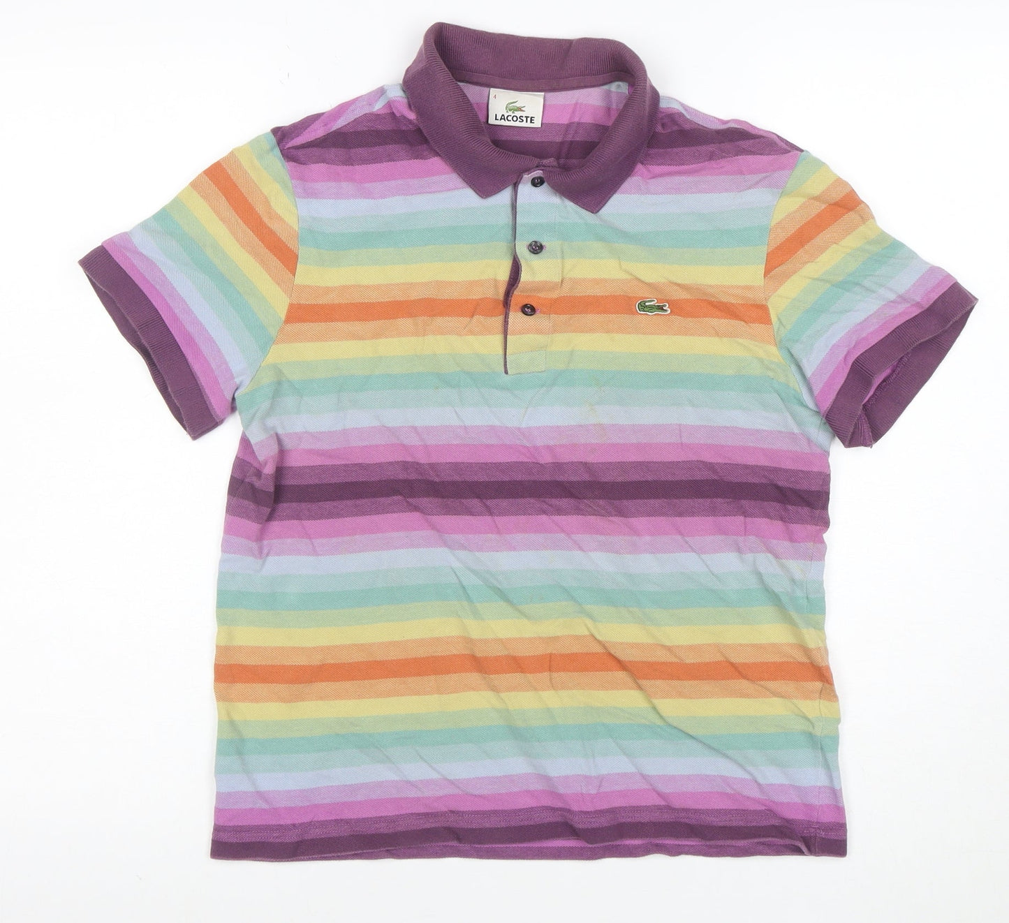 Lacoste Womens Multicoloured Stripe Cotton Polo Shirt L