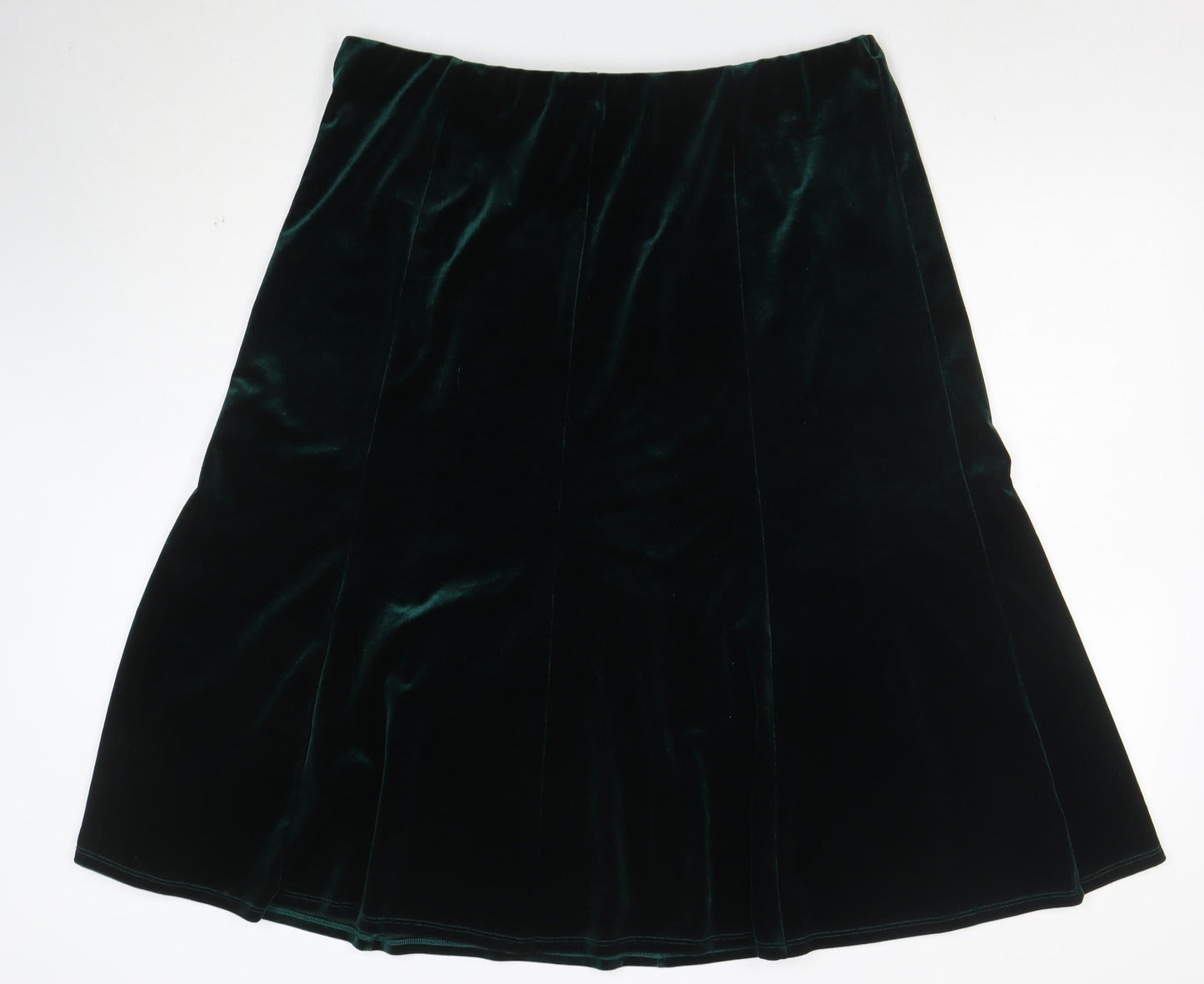 Julipa Womens Green Velvet A-Line Midi Skirt Size 18 Stretch