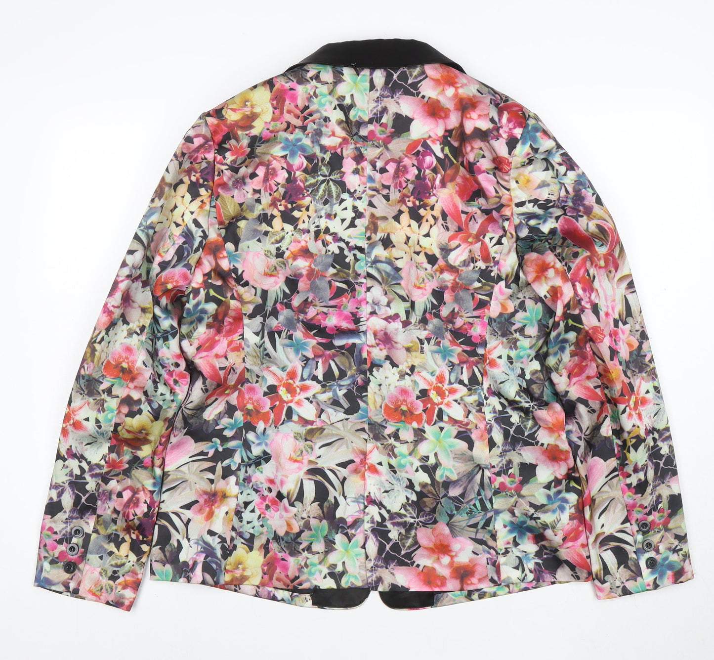 Max Women Floral Blazer UK 18 Multicoloured Shawl Lapel Jacket