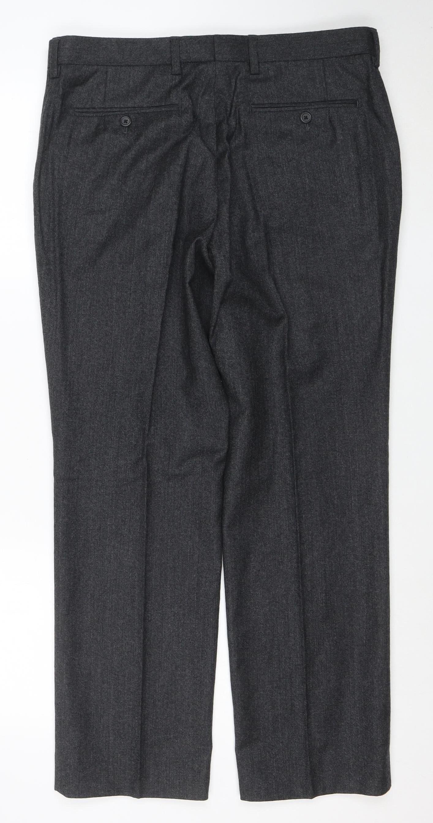 Next Men’s Grey Wool Dress Pants 34S Formal Trousers