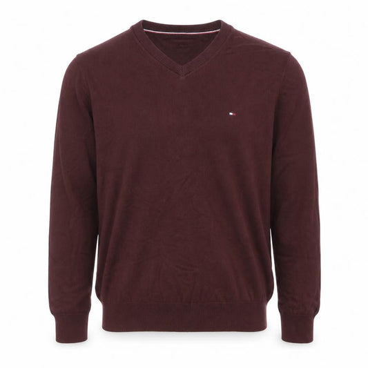 Tommy Hilfiger Men’s Brown Cotton V-Neck Jumper Size S