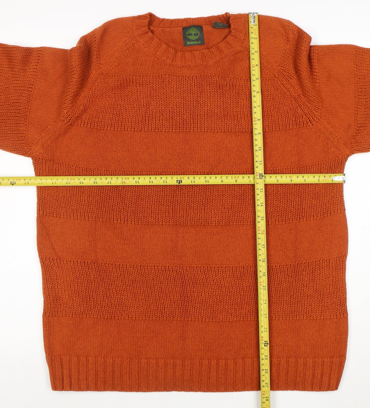 Timberland Men's Orange Cotton Crew Neck Knit Jumper Size L