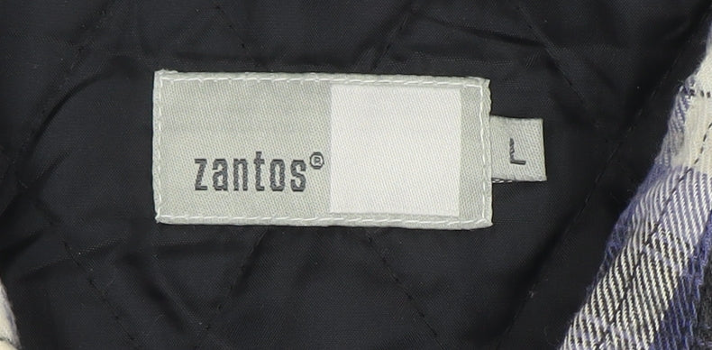 Zantos Men's Blue Check Lined Flannel Puffer Jacket Size L