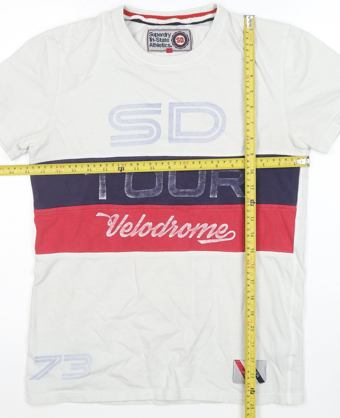Superdry Men's White Colourblock Velodrome T-Shirt Size S