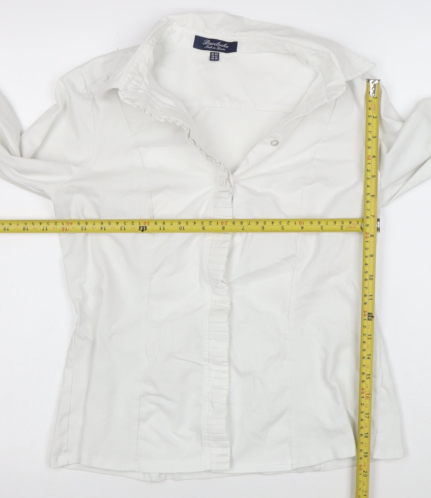 Bariloche Women's White Ruffle Button-Up Shirt Size 14