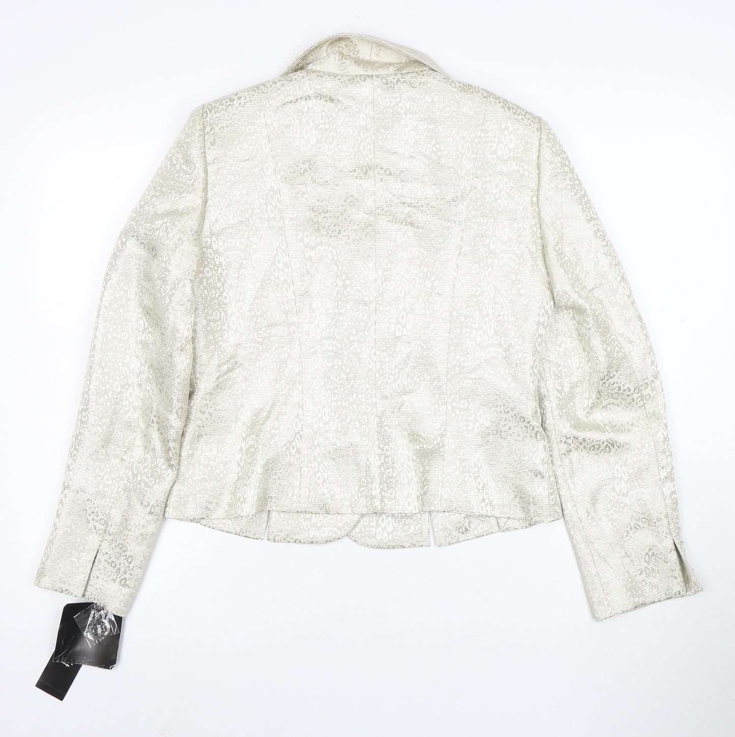 Le Suit Women Ivory Jacquard Blazer Size 8 Tailored Long Sleeve
