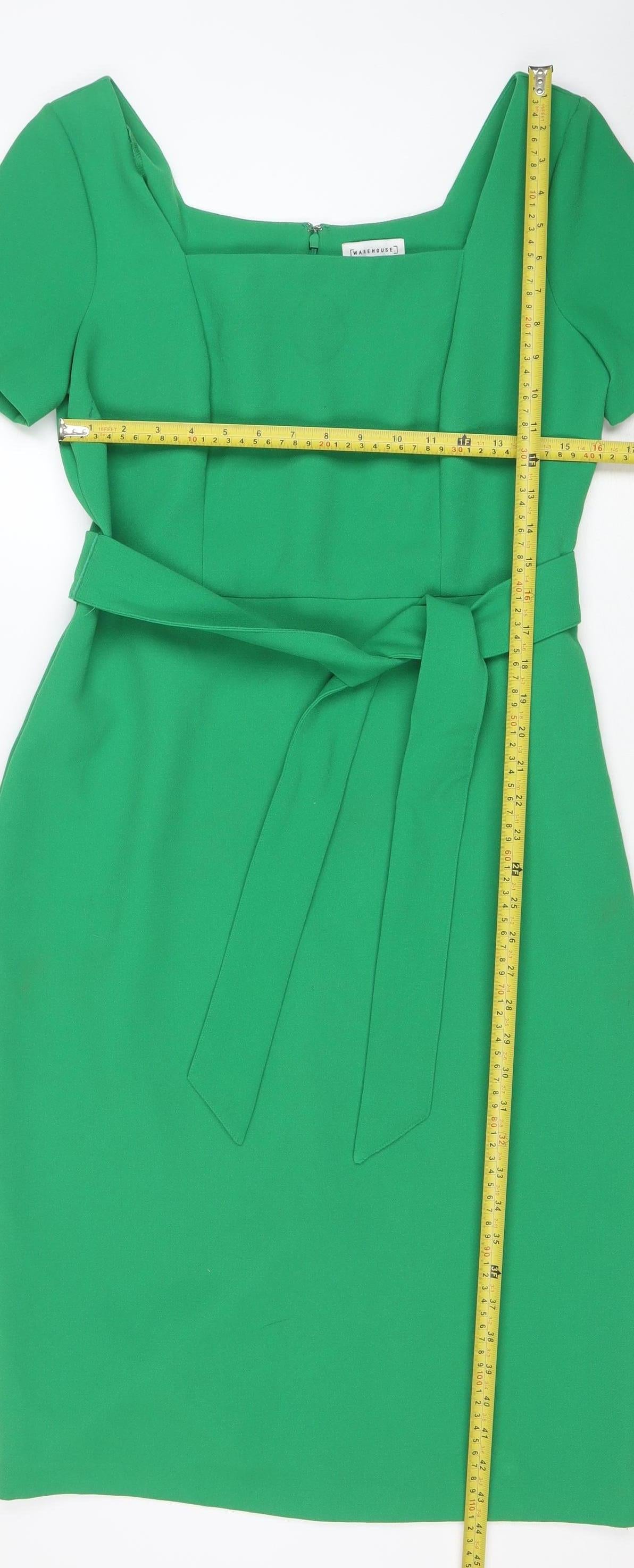 Warehouse Women Green Off Shoulder Sheath Knee Dress Size 12