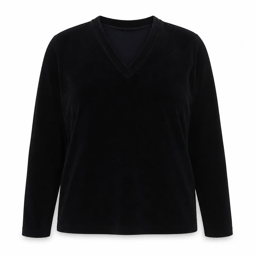 Marks & Spencer Women’s Black Velvet V-Neck Long Sleeve Blouse Size 16