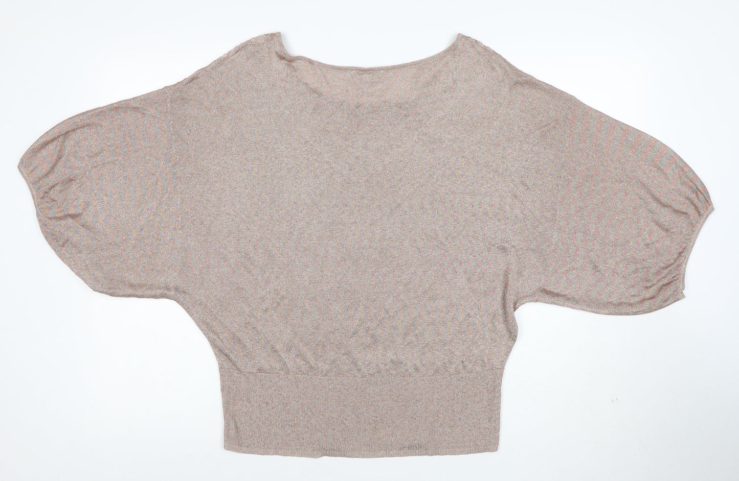 Monsoon Women’s Beige Knit Dolman Blouse L V-Neck Lightweight Top