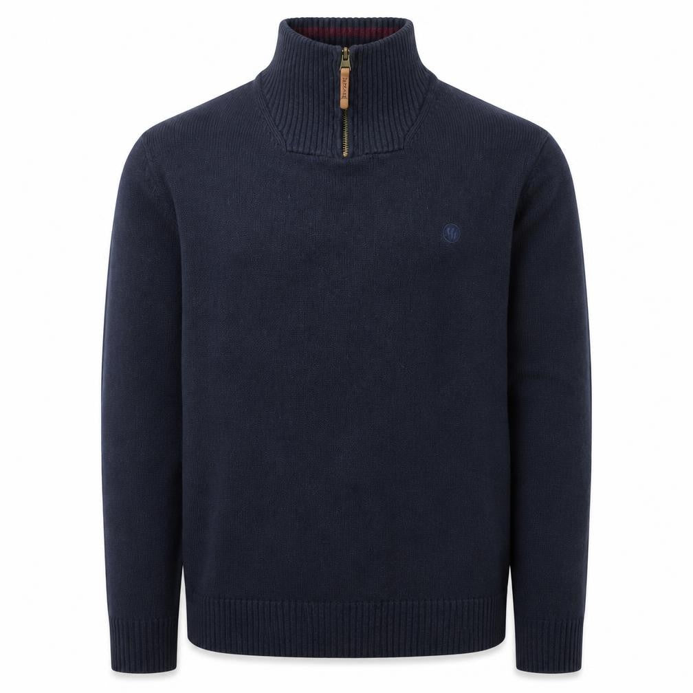FatFace Men's Blue High Neck 1/2 Zip Cotton Cashmere Jumper M