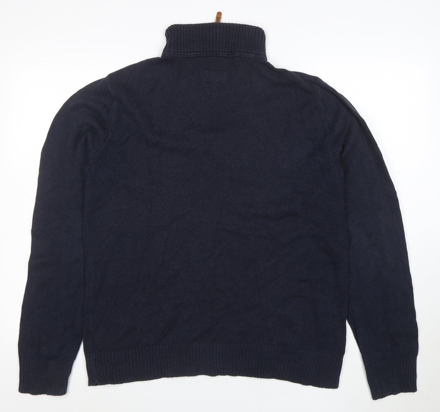 FatFace Men's Blue High Neck 1/2 Zip Cotton Cashmere Jumper M