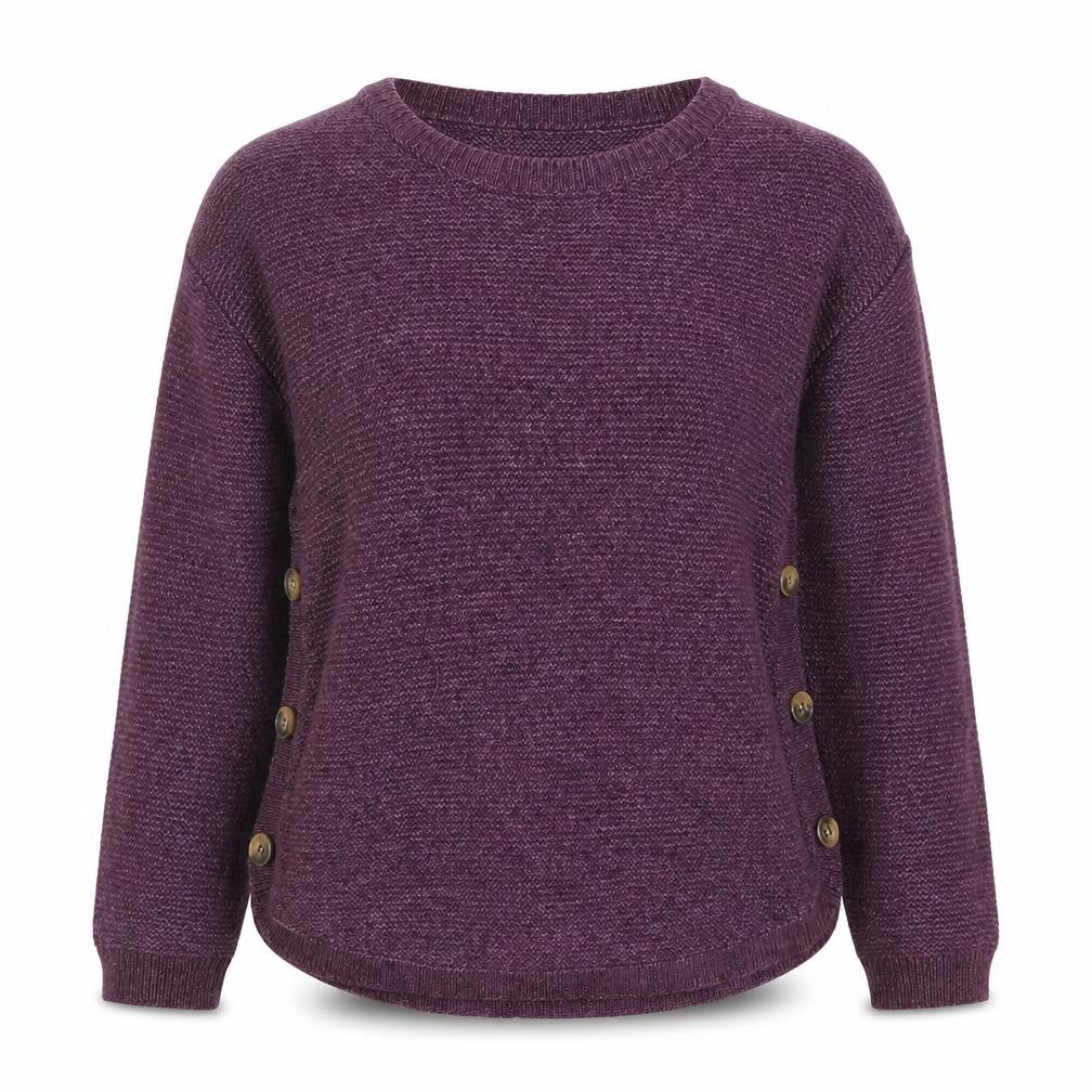 Fat Face Womens Purple Button Side Crew Neck Jumper M